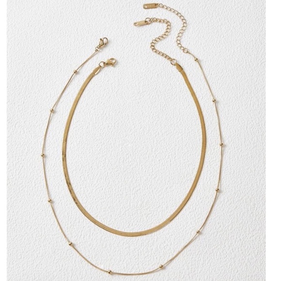 Gold 2pc Stainless Steel Necklace - Picture 4 of 5